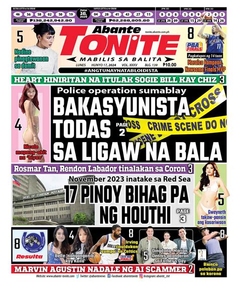Tonite Front Page .